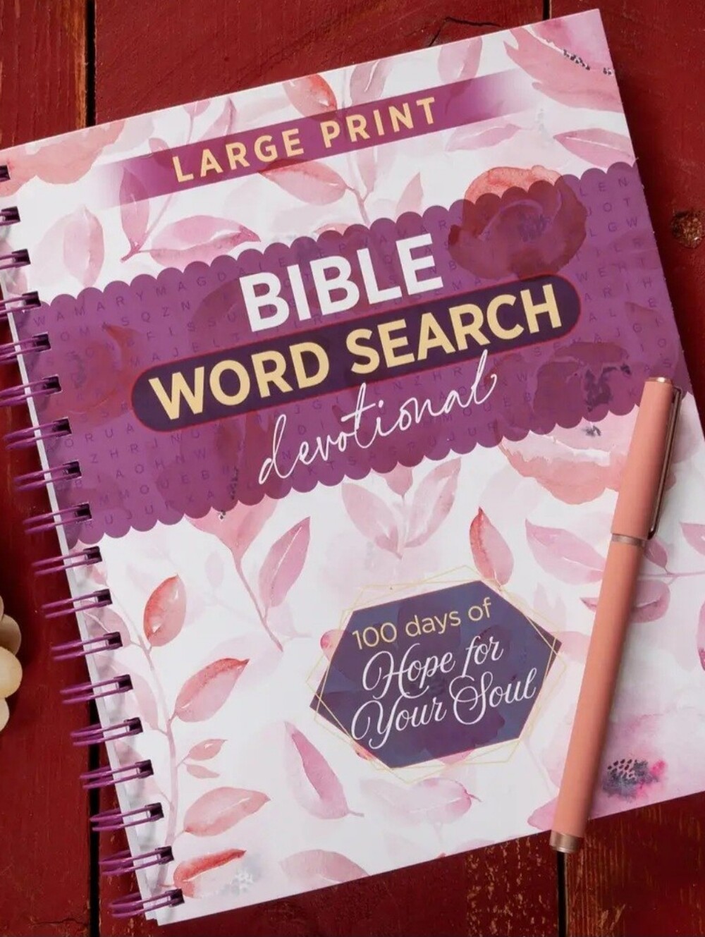 Bible Word Search Devotional - Pink Floral Large Print